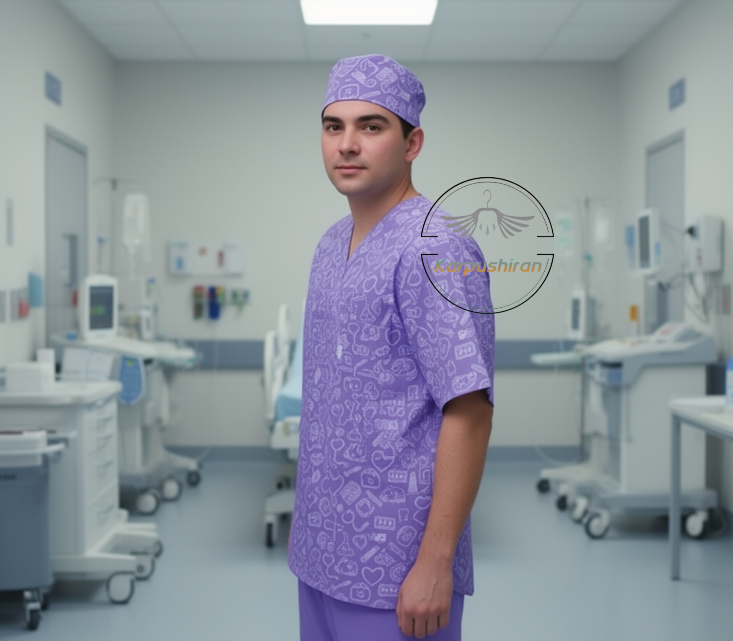 روپوش پزشکی مدل سلدا همراه با کلاه
