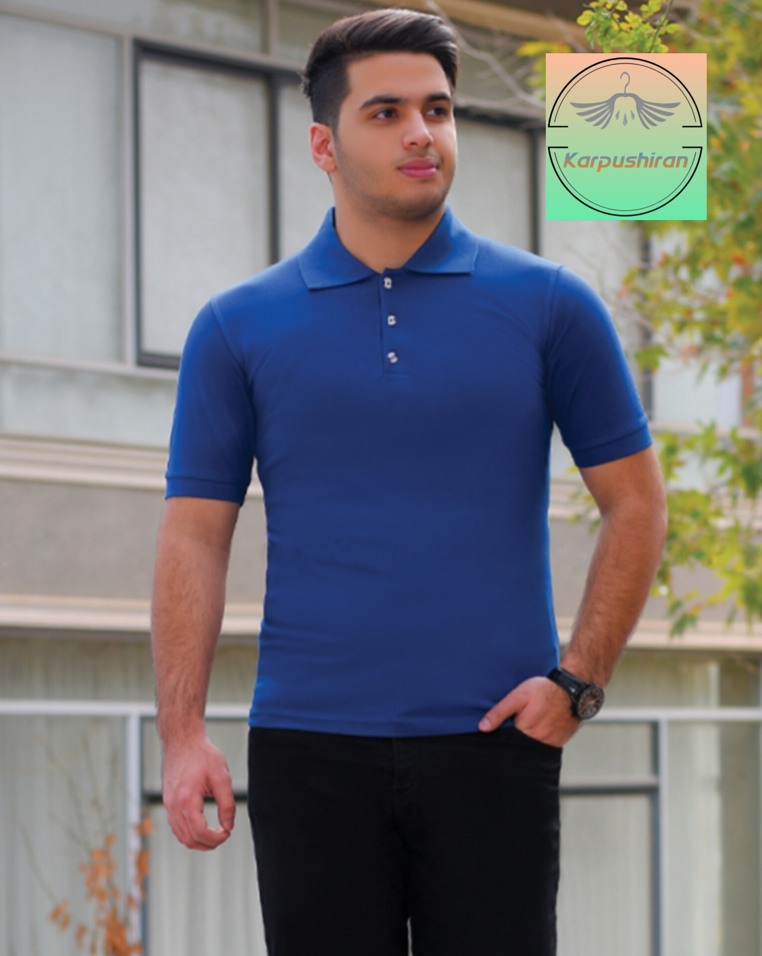 تیشرت آبی شالی